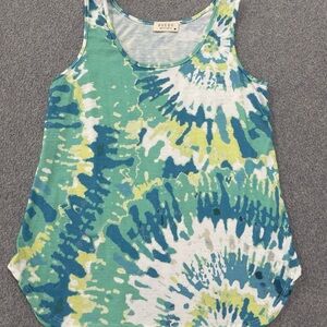 Avery Tie-Dye Scoop Neck Tank Top - Teal, Blue, White